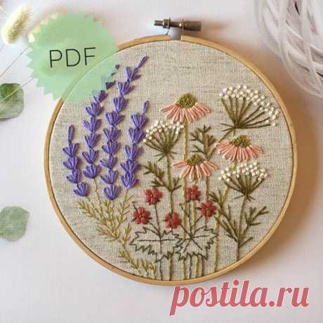 Wildflowers Embroidery Round Botanical Design Floral | Etsy Moldova