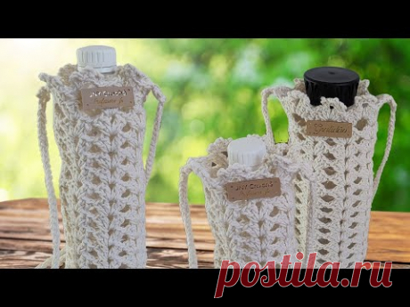 PORTA GARRAFA DE ÁGUA EM CROCHÊ PASSO A PASSO | BOLSA DE CROCHÊ PARA GARRAFA DE ÁGUA FÁCIL E PRÁTICO