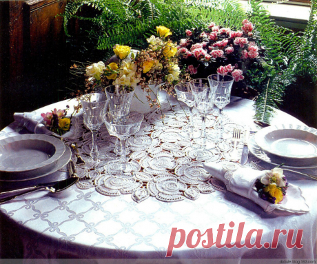 Салфетка узором из объемных цветов. Салфетка мотивами ирландского кружева | Домоводство для всей семьи.