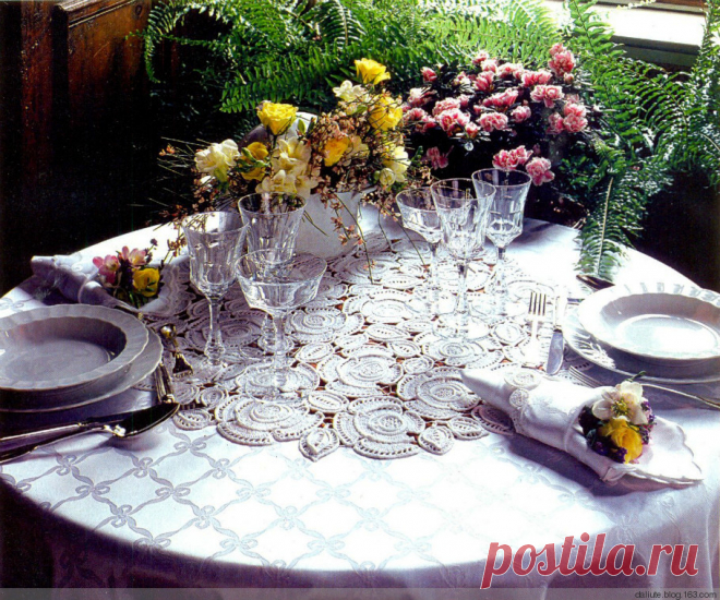 Салфетка узором из объемных цветов. Салфетка мотивами ирландского кружева | Домоводство для всей семьи.