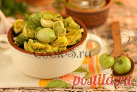 Зеленые помидоры с чесноком и зеленью (без закатки) - Пошаговый рецепт с фото | Закуски