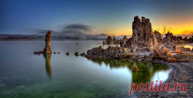 South Tufas, Mono Lake State Natural Reserve, CA This is a HDR image merging of 7 exposures, starting at f/22, 15s and subsequent frames with +/-1EV increment. Processed in HDRSoft Photomatix Pro to convert 32bit hdr file to 16bit printable file (tone mapping) then edited in Photoshop for color & contrast.  Silver Pixel Photography
