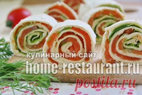 Рулет из лаваша с красной рыбой: пошаговый рецепт с фото
