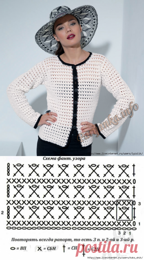 Жакет крючком в стиле Шанель с сайта "Парижанка"