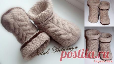 Для тех, кто вяжет. Пинетки &quot;Коса&quot; | Домохозяйки