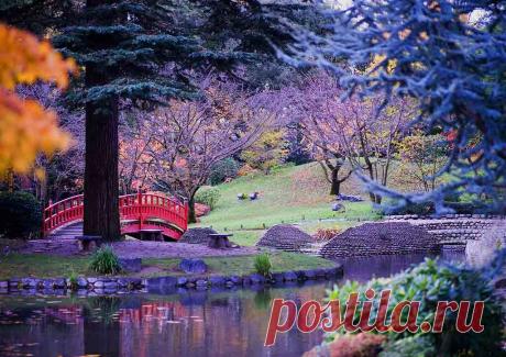 Живописный Сад Альбер-Кан в Париже Сад Цветов Albert-Kahn – настоящее достояние французского ландшафтного искусства. Здесь переплетаются самые разные культуры, здесь очень тонко и грамотно обыграна природа почти всех частей света: Французский, Английский сад и Вогезский лес – Европа, Голубой лес – Америка, Пальмариум – тропики, Японский сад – Азия.