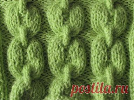 Вязание Спицы Узор 5 "Коса-цепочка" + схема