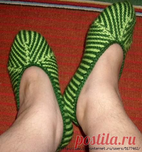 Зелёно-жёлтые (полосатые тапочки ).