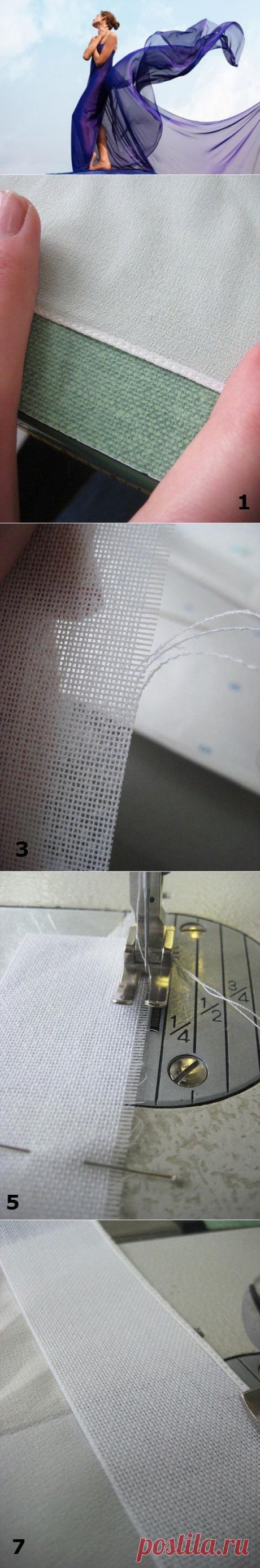 Как обработать края шифона. Оригинальный способ узкой подгибки