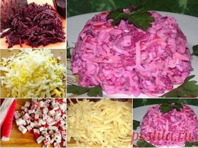 Нежный и вкусный салат "Розовый фламинго"