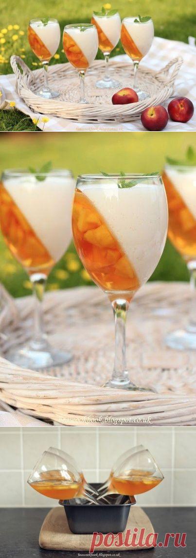 Как приготовить 2-хслойное желе с нектарином - рецепт, ингридиенты и фотографии