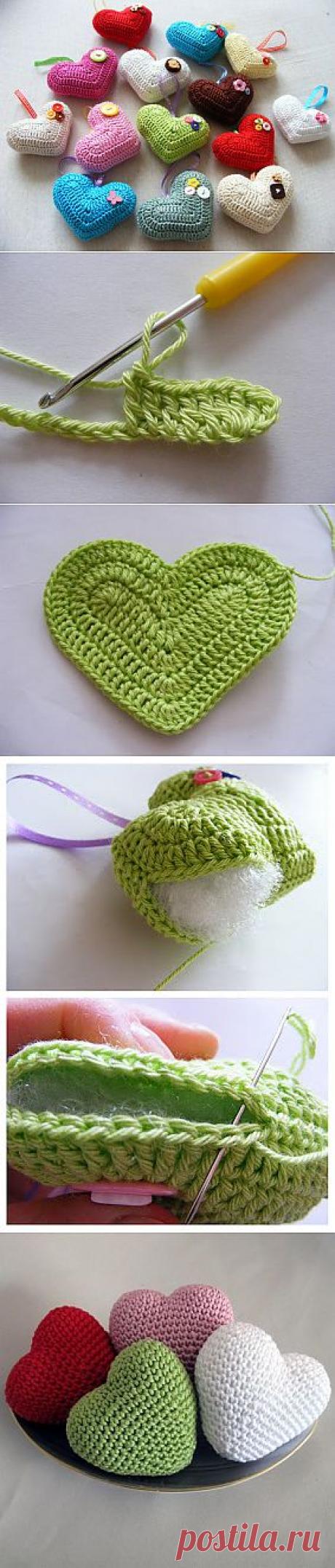 Вяжем сердечко-валентинку крючком. Пошаговый МК..