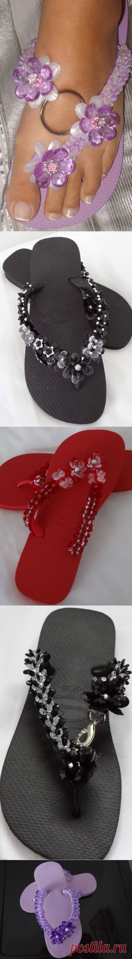 Это сможет каждый!!!!Превращаем шлёпки в красивую обувь с МК!