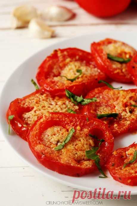 Ranch Parmesan Roasted Tomatoes - Crunchy Creamy Sweet
