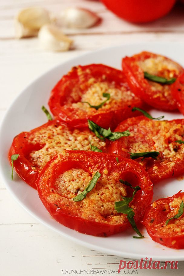 Ranch Parmesan Roasted Tomatoes - Crunchy Creamy Sweet