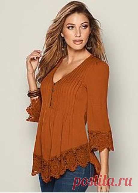 Long Sleeve Tops - Off Shoulder, Paisley Print, Surplice