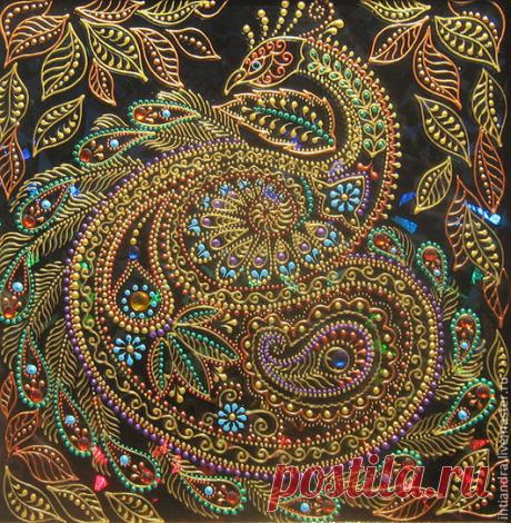 Купить Птица счастья Роспись по стеклу - украшение интерьера, эксклюзивный подарок, подарок на любой случай