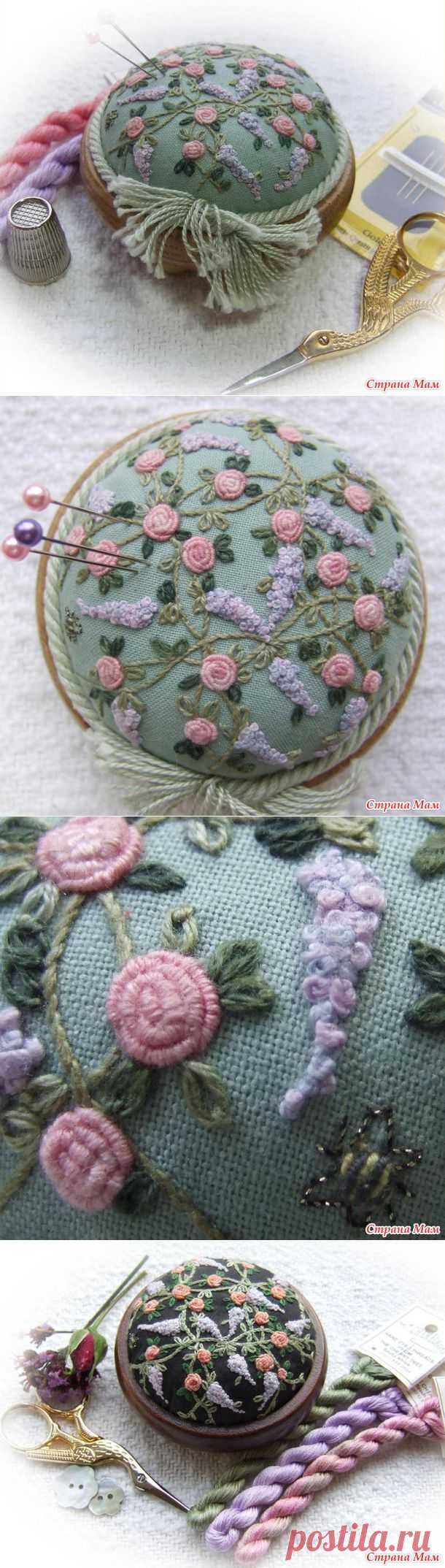 Игольница "Trellis of Roses and Wisteria Pincushion" - Бискорню и другие "кривульки" - Страна Мам