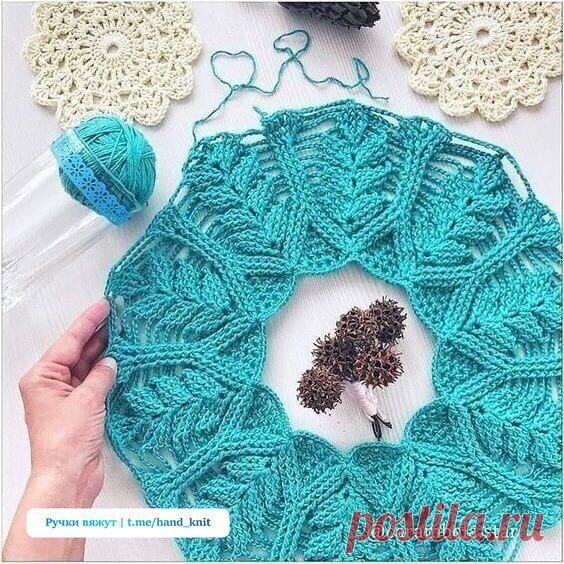 Ажурная кокетка для джемпера крючком, схема.