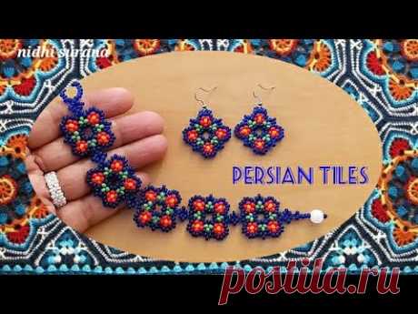 ⚜️ Persian Tiles,Earrings, Bracelet & Choker || Seed Bead Aretes,Pulsera &Choker Tutorial Diy (0427)