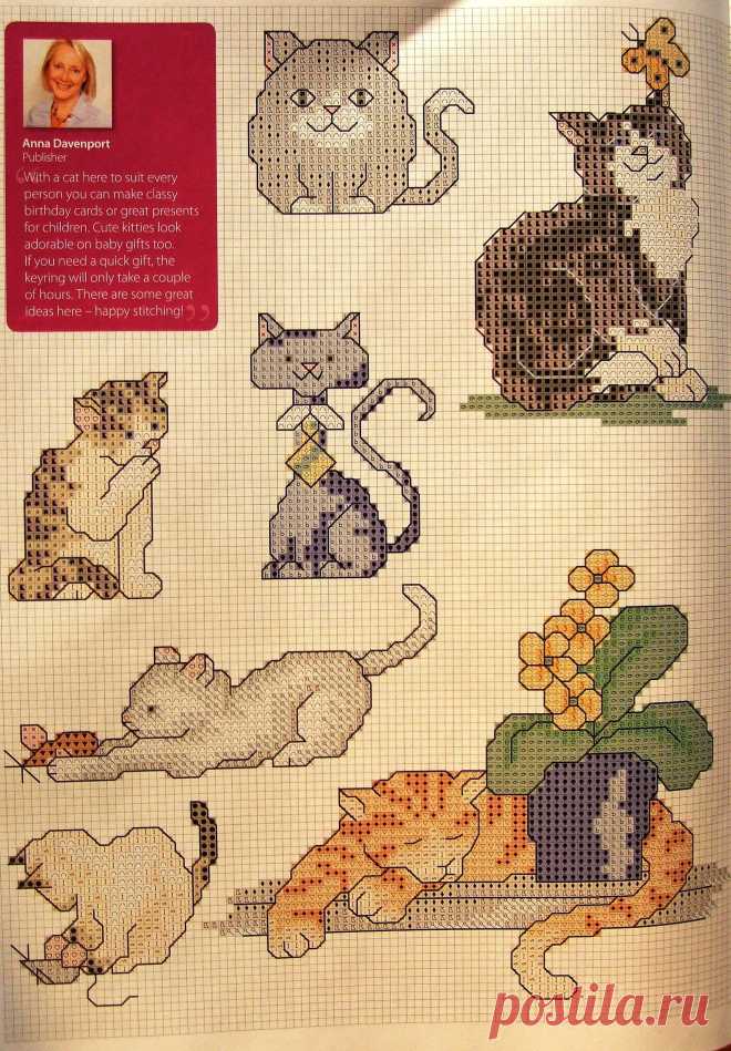 Коты и кошечки.Вышивка крестом.