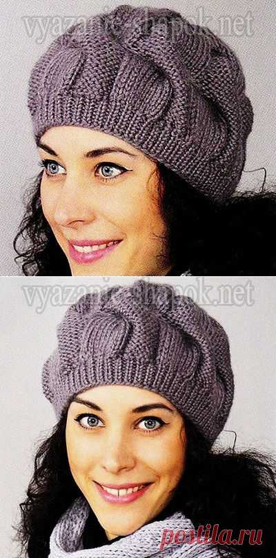 Объемный берет с косами – вяжем спицами | ВЯЗАНИЕ ШАПОК: женские шапки спицами и крючком, мужские и детские шапки, вязаные сумки
