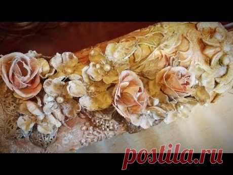 Παλαίωση με λουλούδια σε μπουκάλι!Altered bottle with flowers!  ¡Botella alterada con flores!