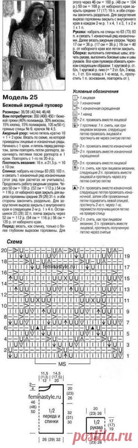 Бежевый ажурный пуловер / Рукоделие / Домоводство / Женские секреты / Женский стиль