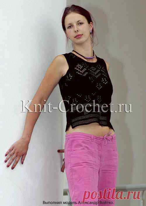 Топ с графическим узором крючком.