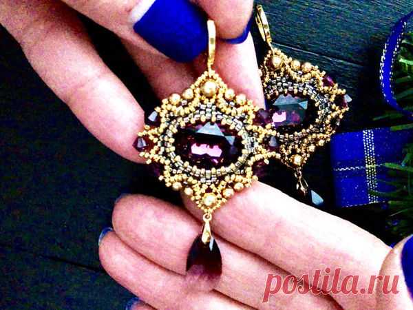 Мастер-класс : Создаем вечерние серьги из бисера и кристаллов Swarovski!