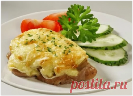 Мясо по-французски с грибами и без майонеза.
