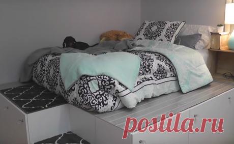 Простой и бюджетный вариант подиумной кровати своими руками из Икеевской мебели
