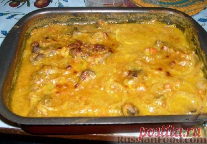 Рецепт: Куриные желудки, запечённые в кефире на RussianFood.com