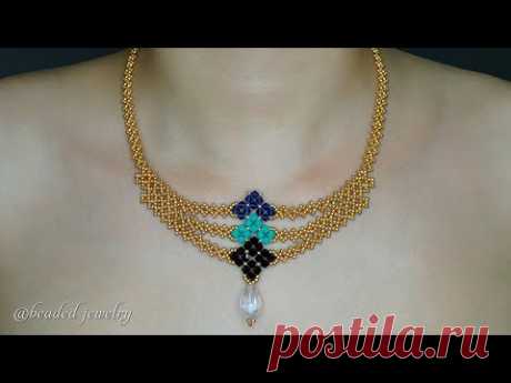 Изготовление Браслета С Рисунком Из Бисера Сглаза С Техникой ПойетаLayered necklace. How to make beaded necklace