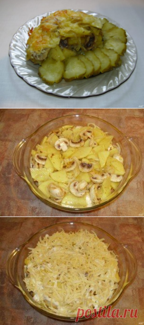 Картошка с грибами и сыром в духовке - пошаговый рецепт с фото на Повар.ру