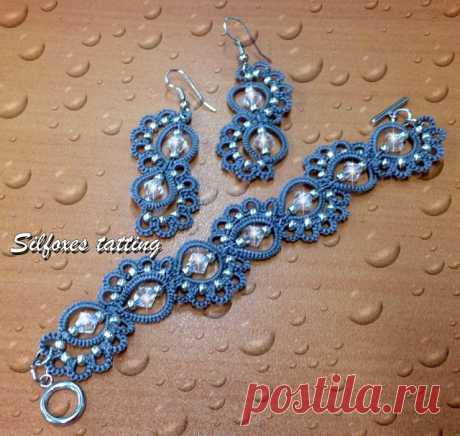 Silfoxes tatting: grigio & swarovski 2
