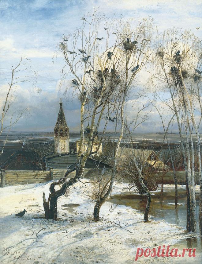 Грачи прилетели « Саврасов Алексей Кондратьевич. 1871 г. « Русская живопись « Музей « Воскресный день