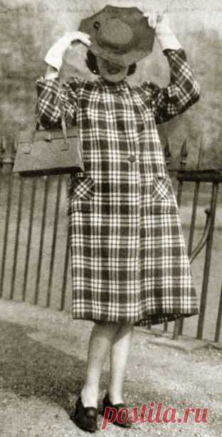 Клетка в повседневной и вечерней моде 1940-х годов