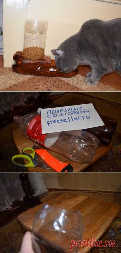 Кормушка для кота из пластиковой бутылки