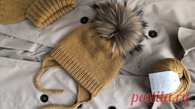 Идеальная вязаная детская шапка//шапка с ушками и завязками.