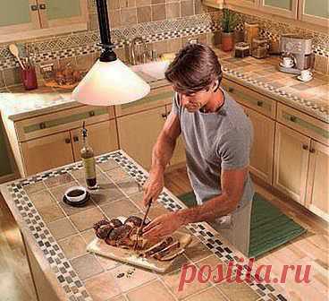 Выбираем столешницу для кухни. Столешница, облицованная плиткой. Столешница из нержавеющей стали | Домфронт