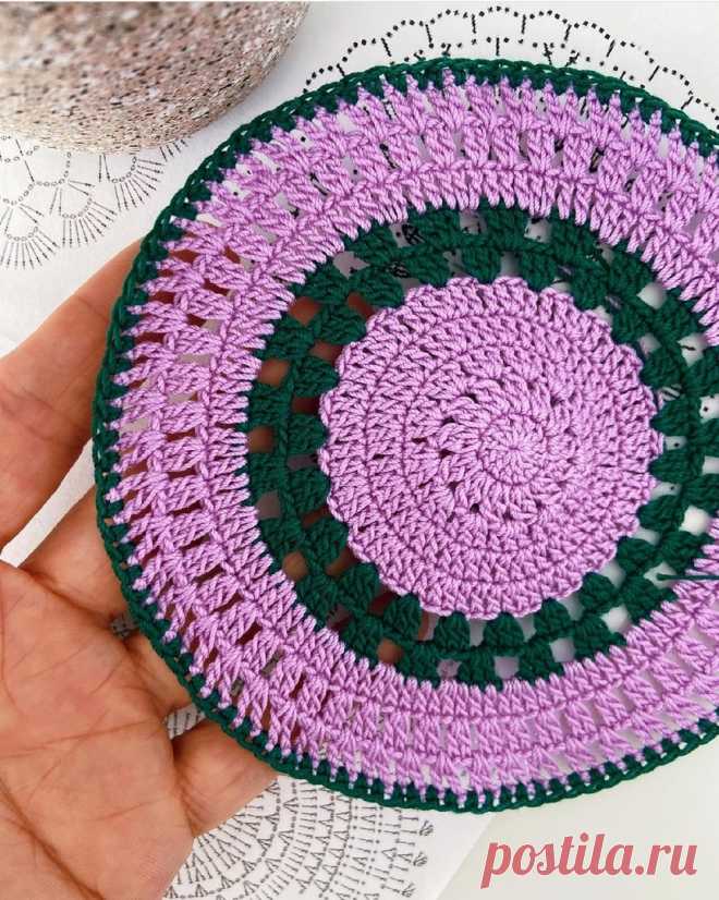 Подставка под горячее / салфетка. Крючком. Схема. / knittingideas.ru