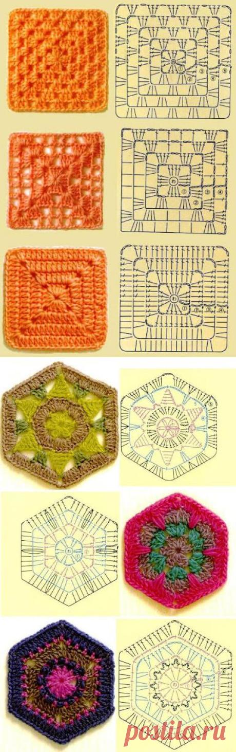 MES FAVORIS TRICOT-CROCHET: Tutos : 50 grilles de carrés au crochet