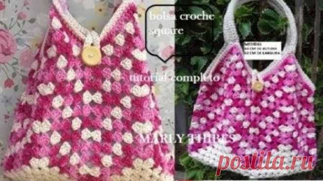 BOLSA ZIG ZAG COM SQUARE EM CROCHE TUTORIAL COMPLETO MARLY THIBES