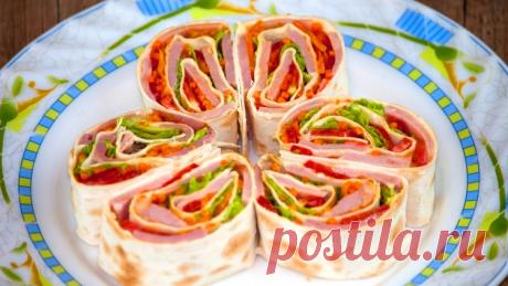 Закуска в лаваше с ветчиной и морковью по-корейски - Простые рецепты Овкусе.ру