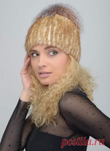 Женской головной убор Шарик из ондатры 10/5 Гриб золотого цвета за 3200 руб.