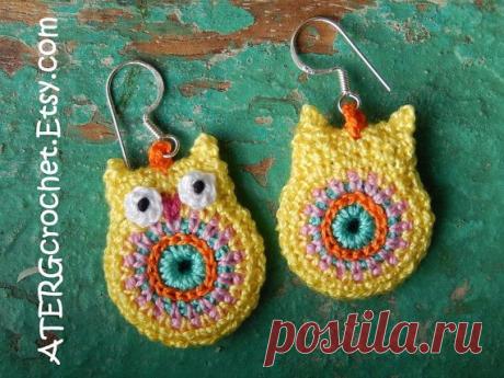 OWL EARRINGS by ATERGcrochet от ATERGcrochet на Etsy