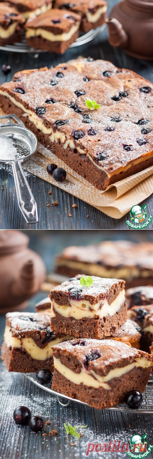 Брауни-чизкейк с ягодами – кулинарный рецепт