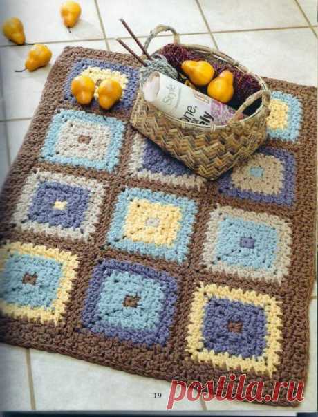 Вязаные коврики крючком на пол: схемы с описанием работы для начинающих