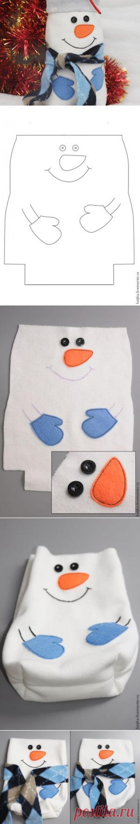 &quot;Новогодний снеговик-мешочек для сладостей&quot; | Самоделкино